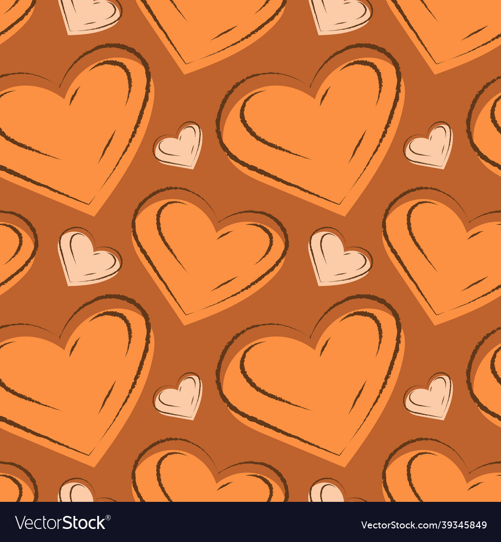 Seamless pattern with doodle hearts cartoon