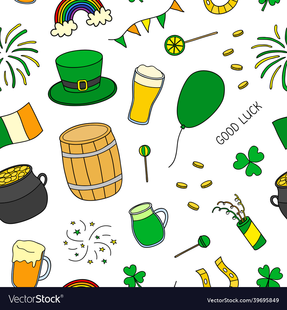 Seamless pattern with items for saint patrick s