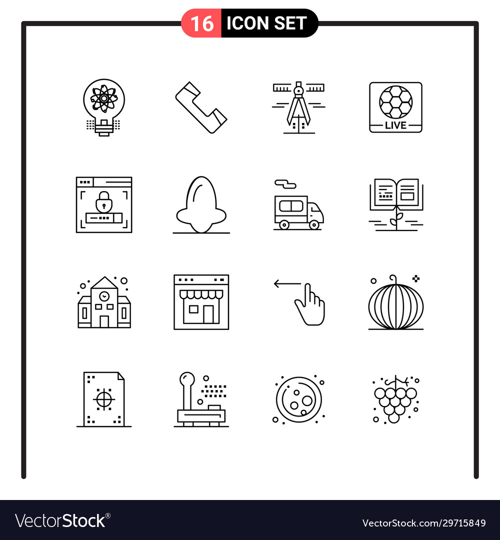 Set 16 line style icons for web and mobile vector image Set 16 line style icons for web and mobile