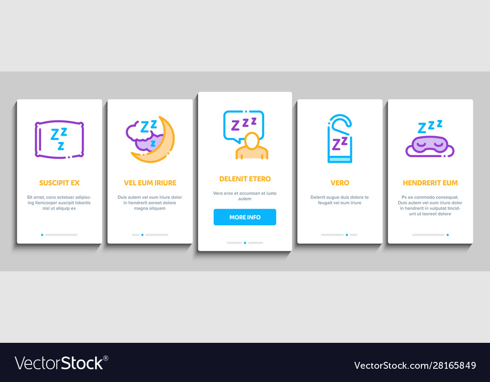 Sleeping time devices onboarding elements icons vector image Sleeping time devices onboarding elements icons