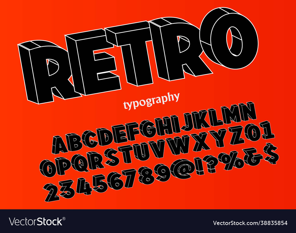 3d font typography retro typeface