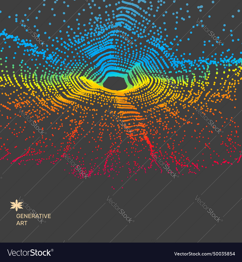 Array mit dynamischen Partikeln 3d Technologie-Stil vector image Array mit dynamischen Partikeln 3d Technologie-Stil