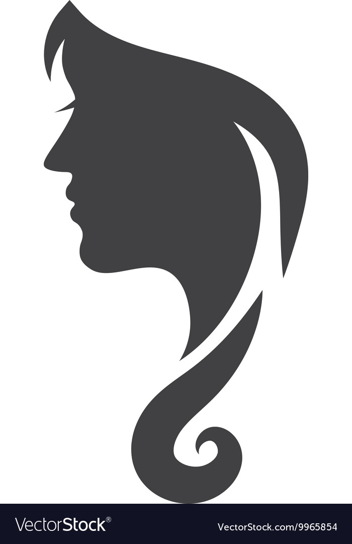 Conceptual logo silhouette of a woman with hair