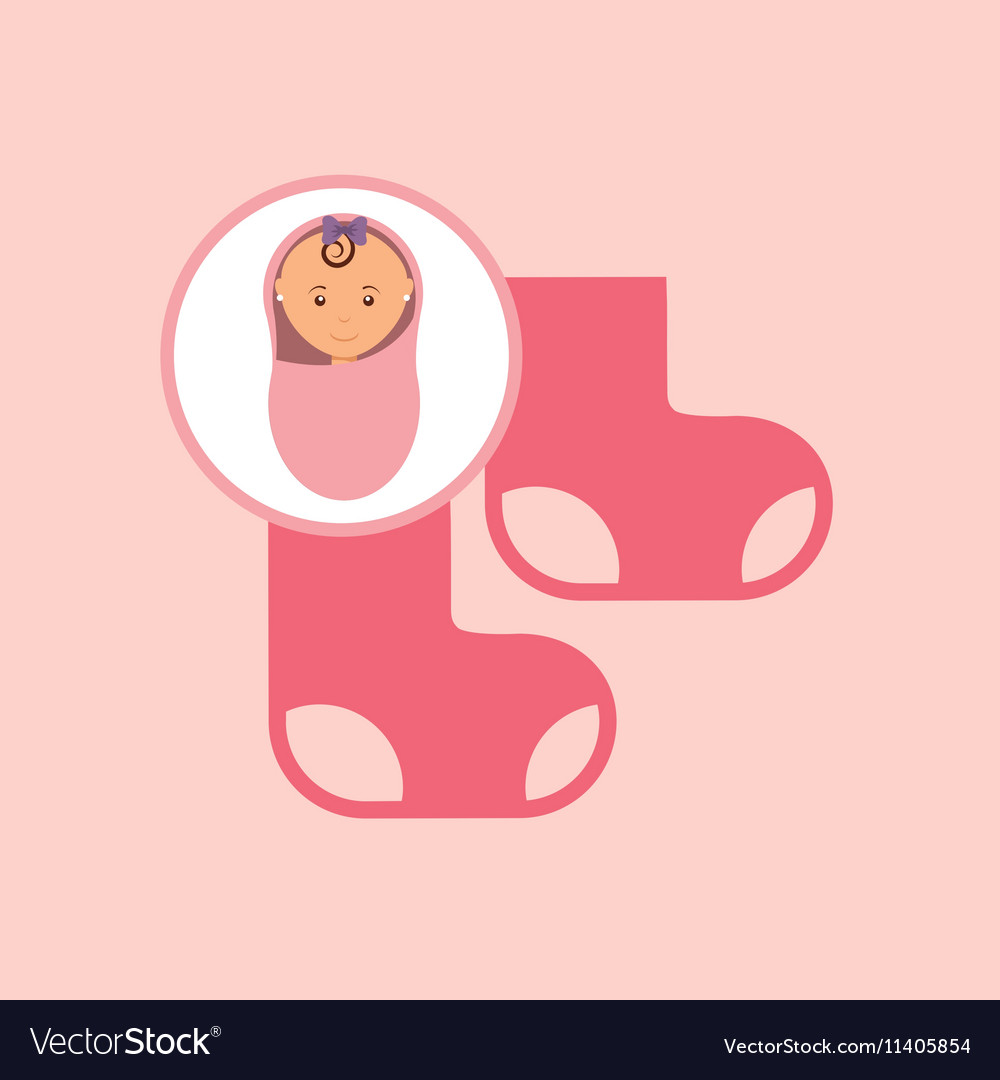 Cute newborn girl on pink blanket and socks