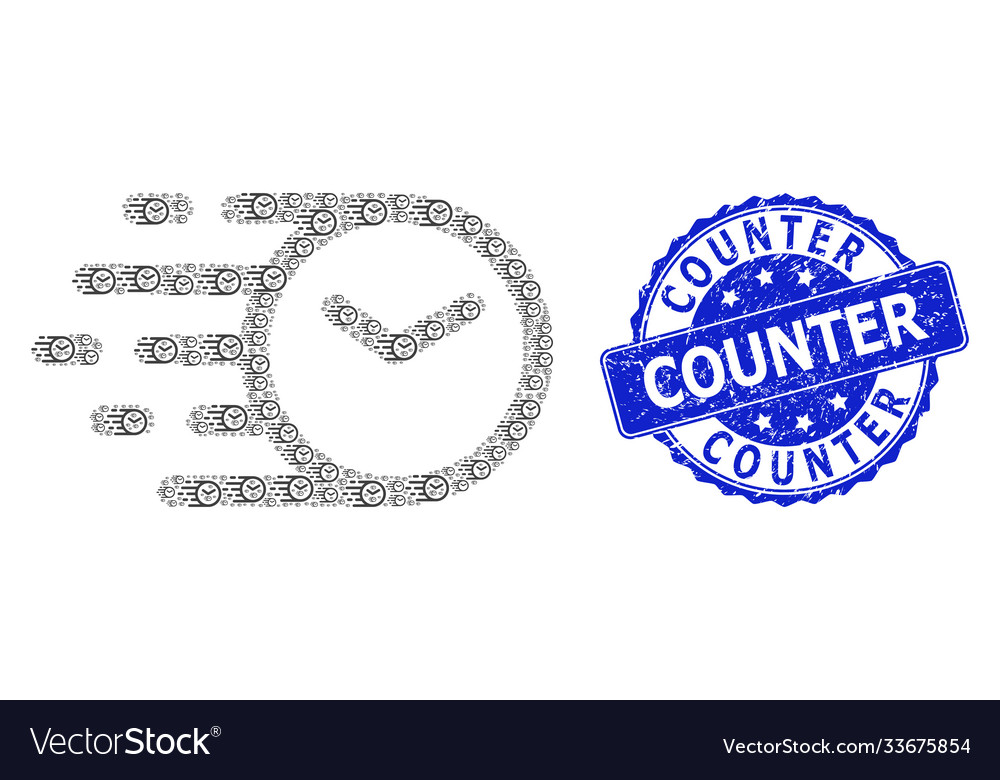 Distress counter round stamp and recursion clock vector image Distress counter round stamp and recursion clock