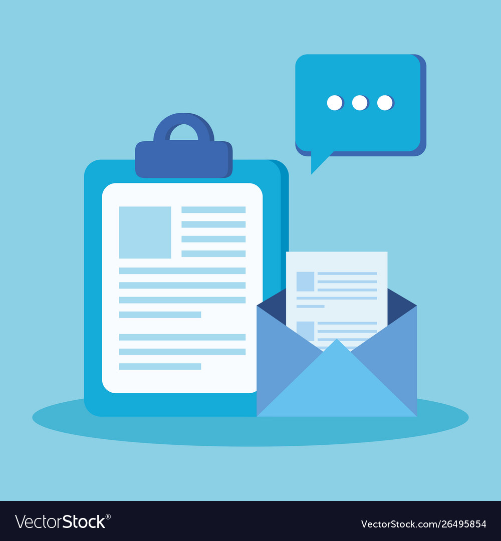 Document in clipboard with chat bubble vector image Document in clipboard with chat bubble