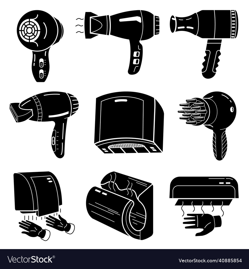 Dryer icons set simple style