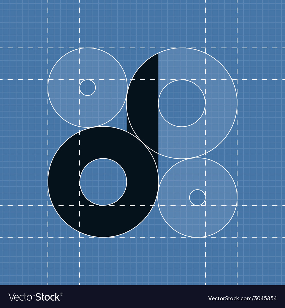 Engineering Symbol D - Blueprint Style