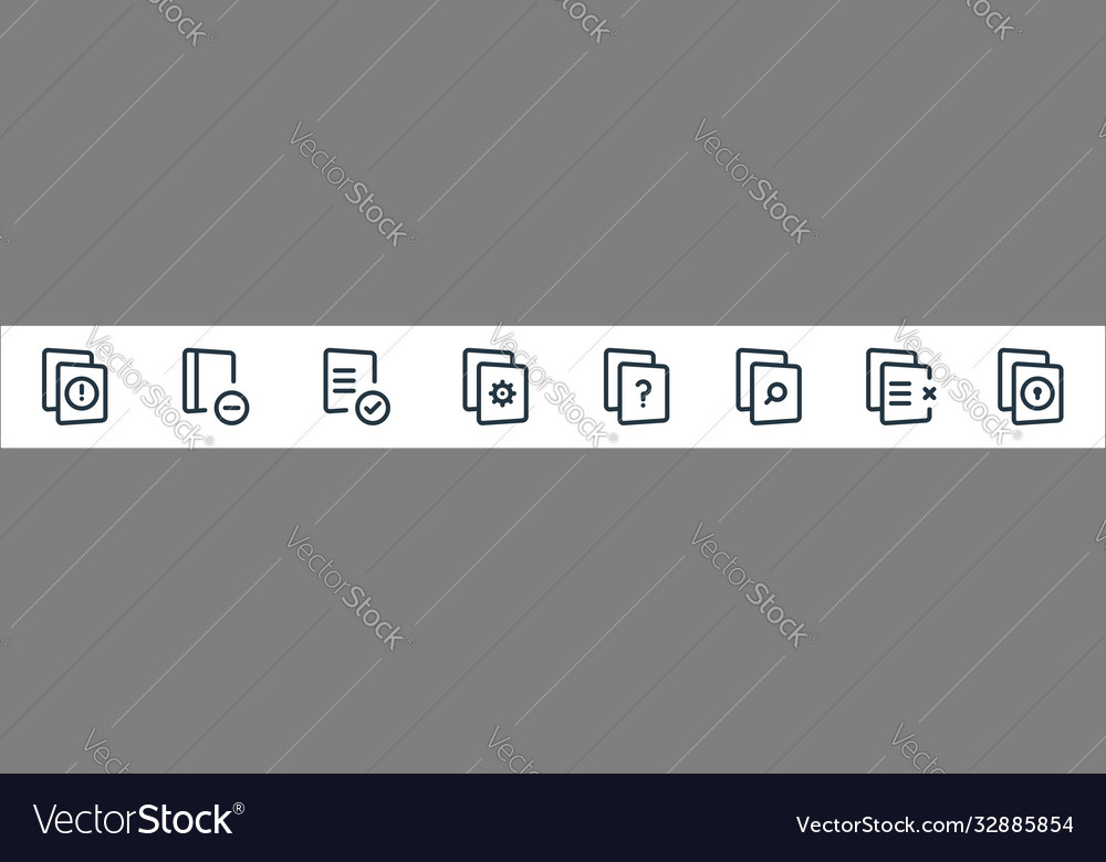 File and archive line icons linear set quality