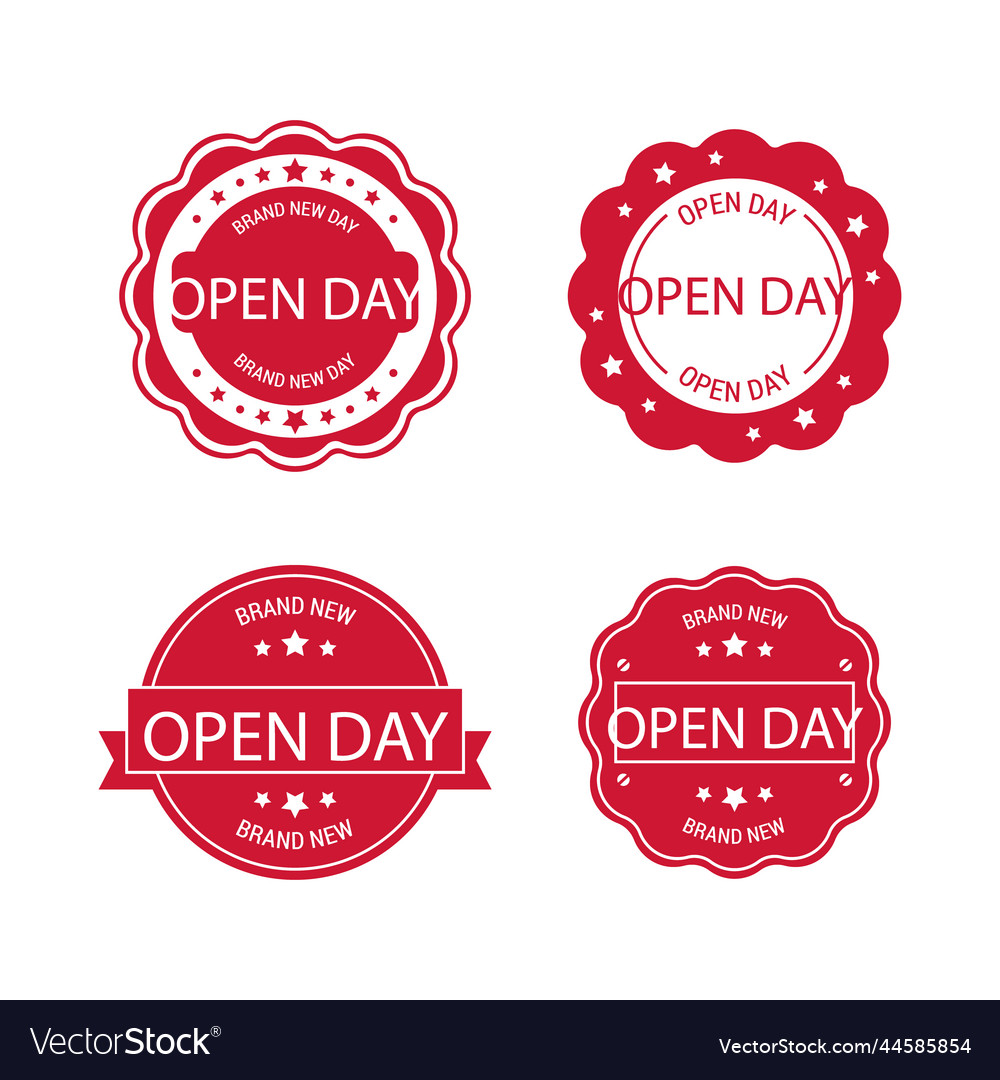 Flat design open day badges set