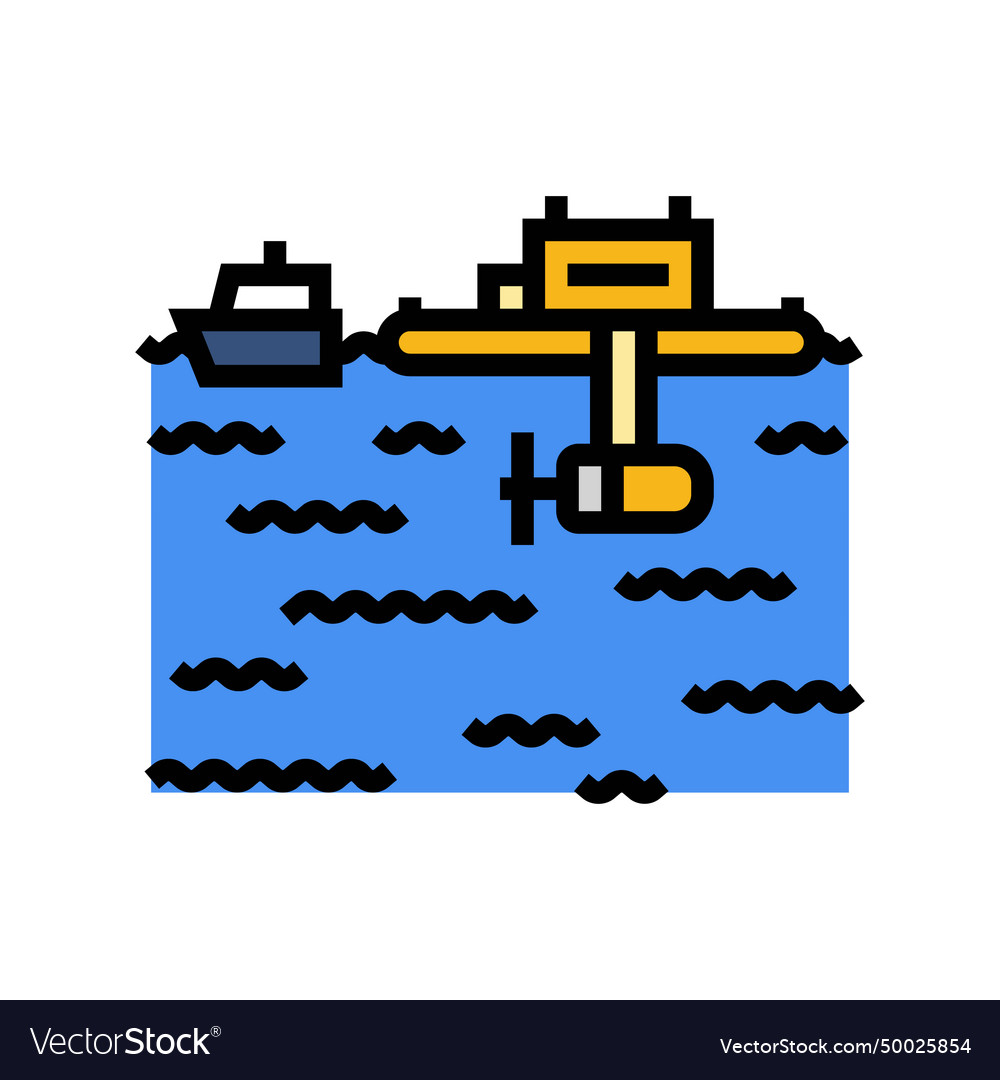 Floating platform tidal power color icon vector image Floating platform tidal power color icon