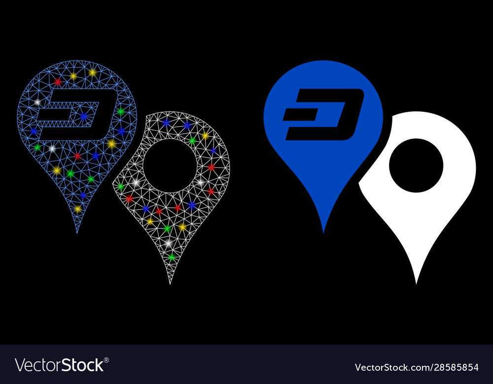 Glowing Mesh Netzwerk Dashcoin Kartenzeiger-Symbol vector image Glowing Mesh Netzwerk Dashcoin Kartenzeiger-Symbol
