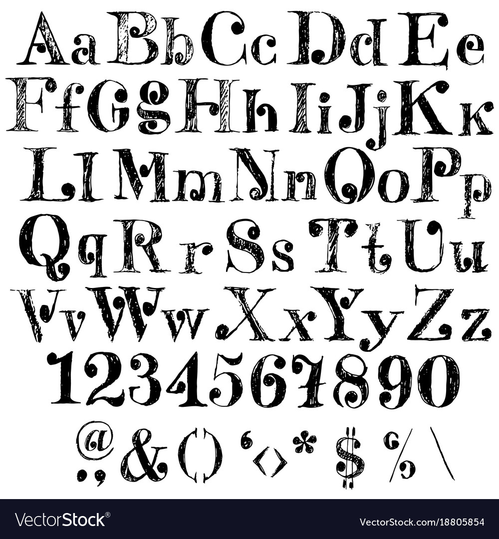 Hand drawn font with round elements grunge style