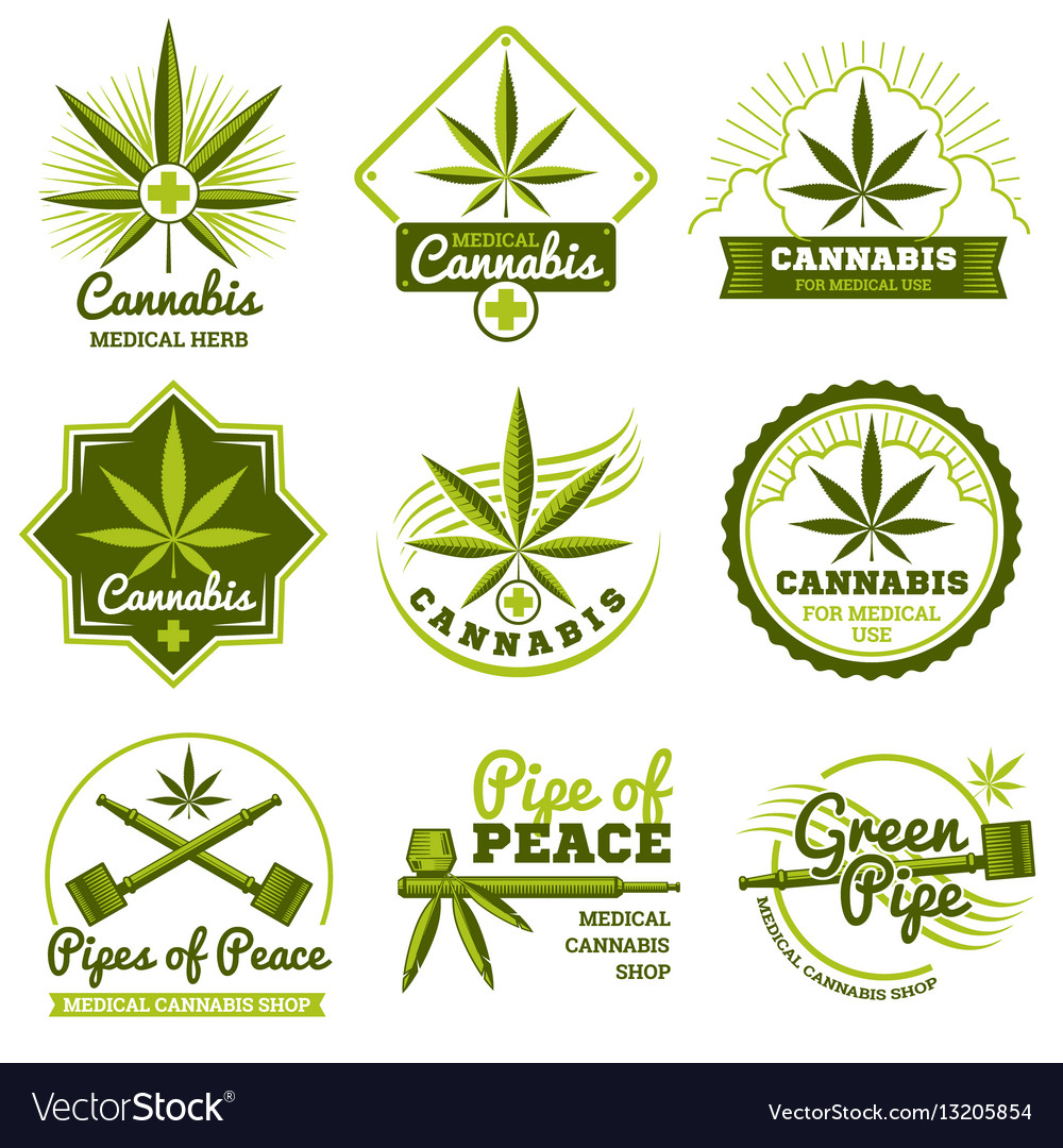 Hashish rastaman hemp cannabis logos Royalty Free Vector