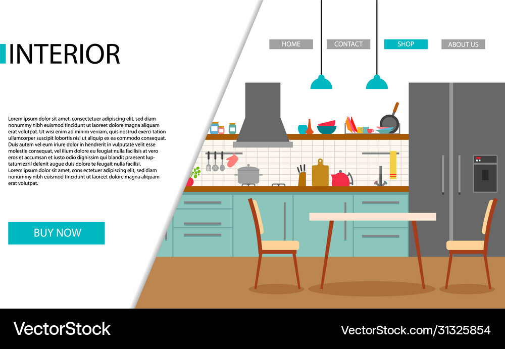 Interior a kitchen Royalty Free Vector Image - VectorStock