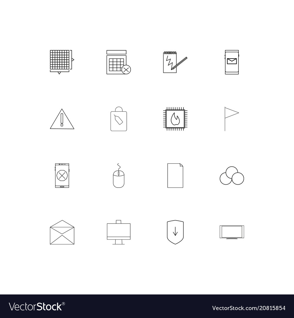 Internet technologies linear thin icons set