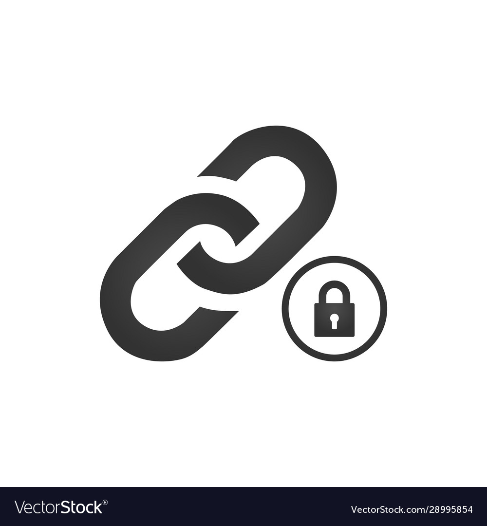 Link icon with lock protected concept