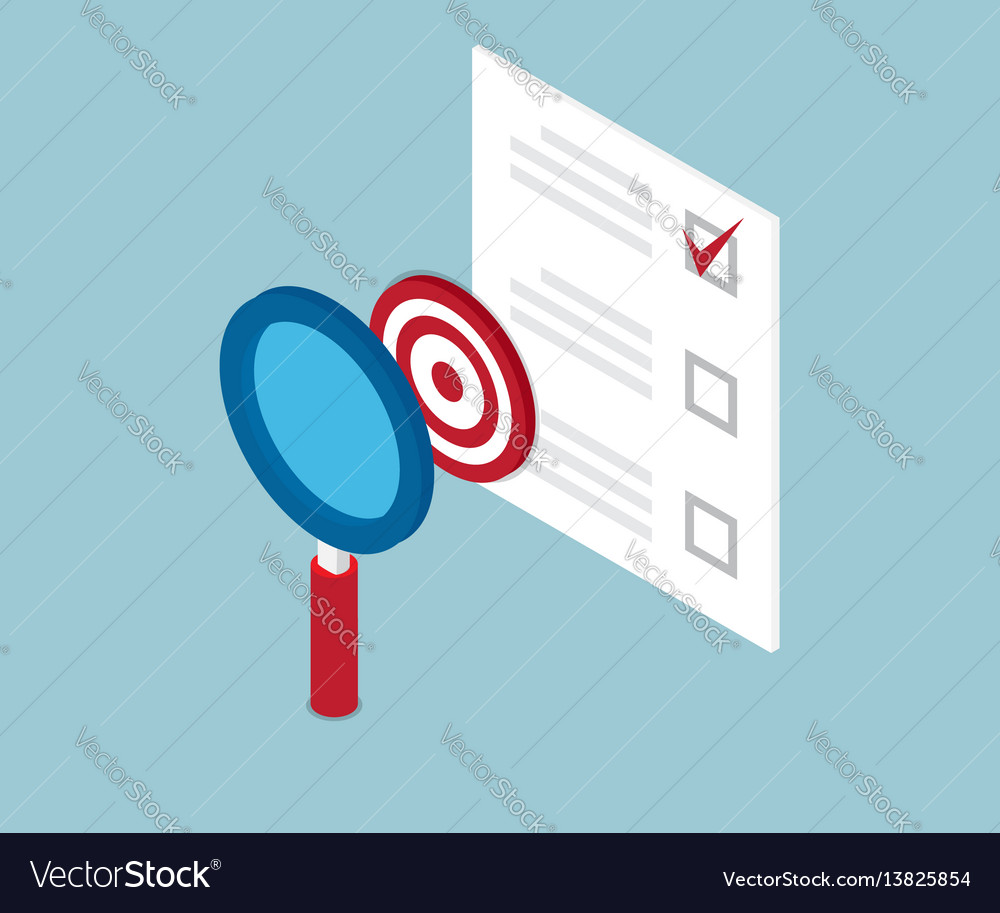 Magnifying glass finding target and check list