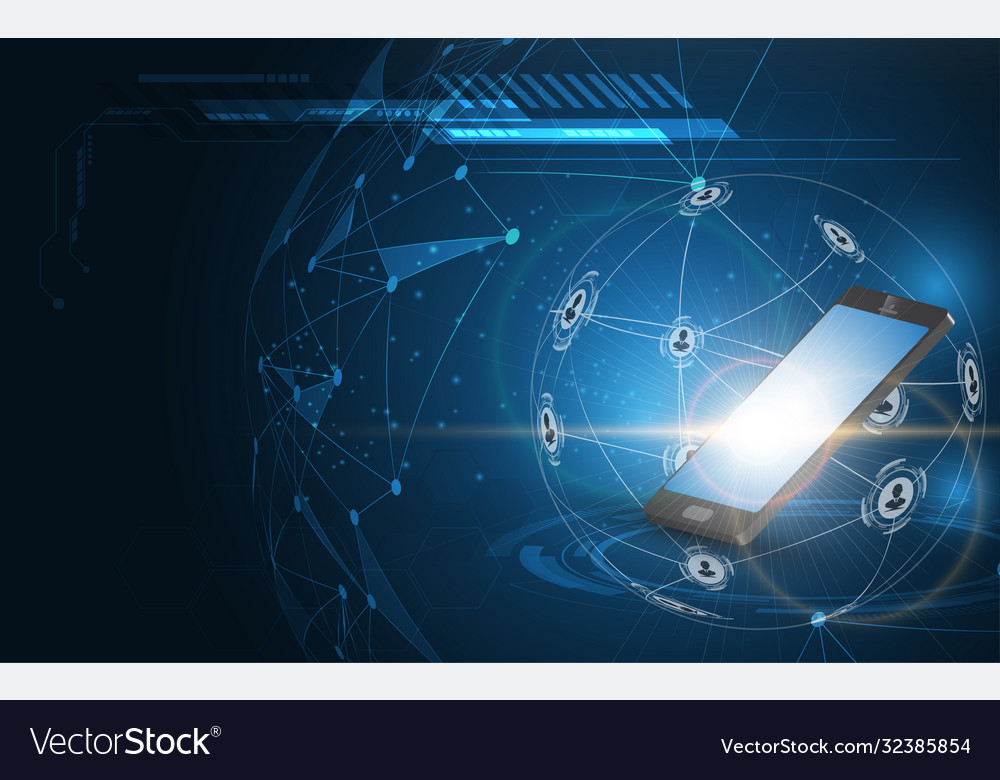 Modern global network connection smartphone vector image Modern global network connection smartphone