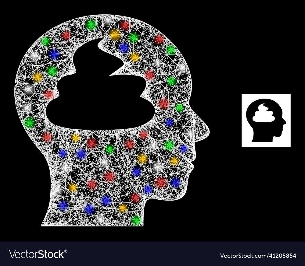 Net web mesh shit brain icon with multicolored