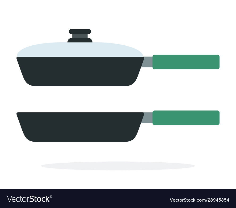 Open pan and a with lid flat isolated