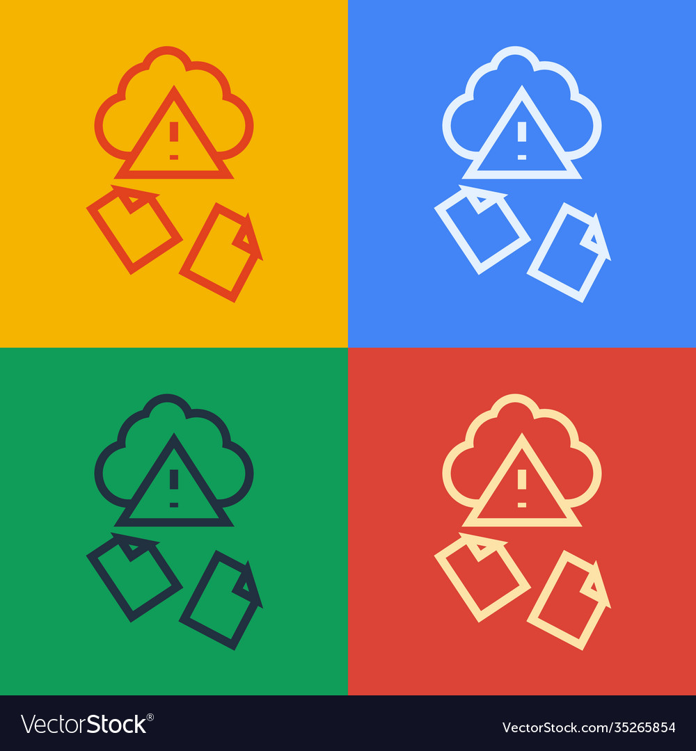 Pop art line cloud hacking icon isolated on color vector image Pop art line cloud hacking icon isolated on color