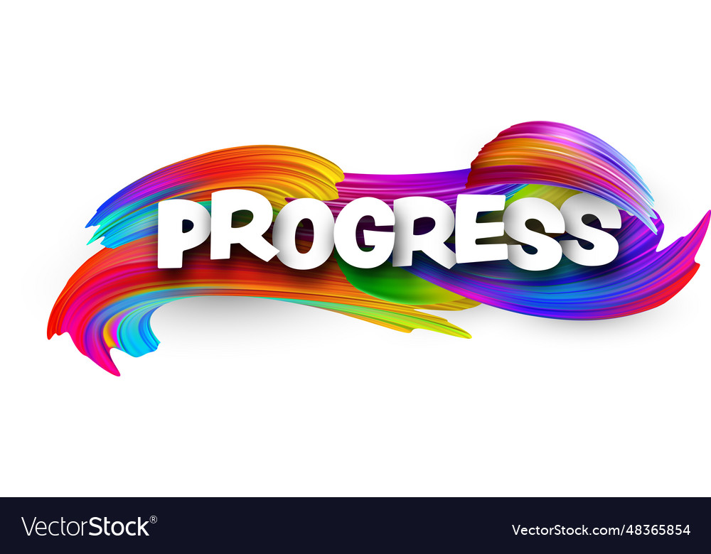 Progress paper word sign with colorful spectrum