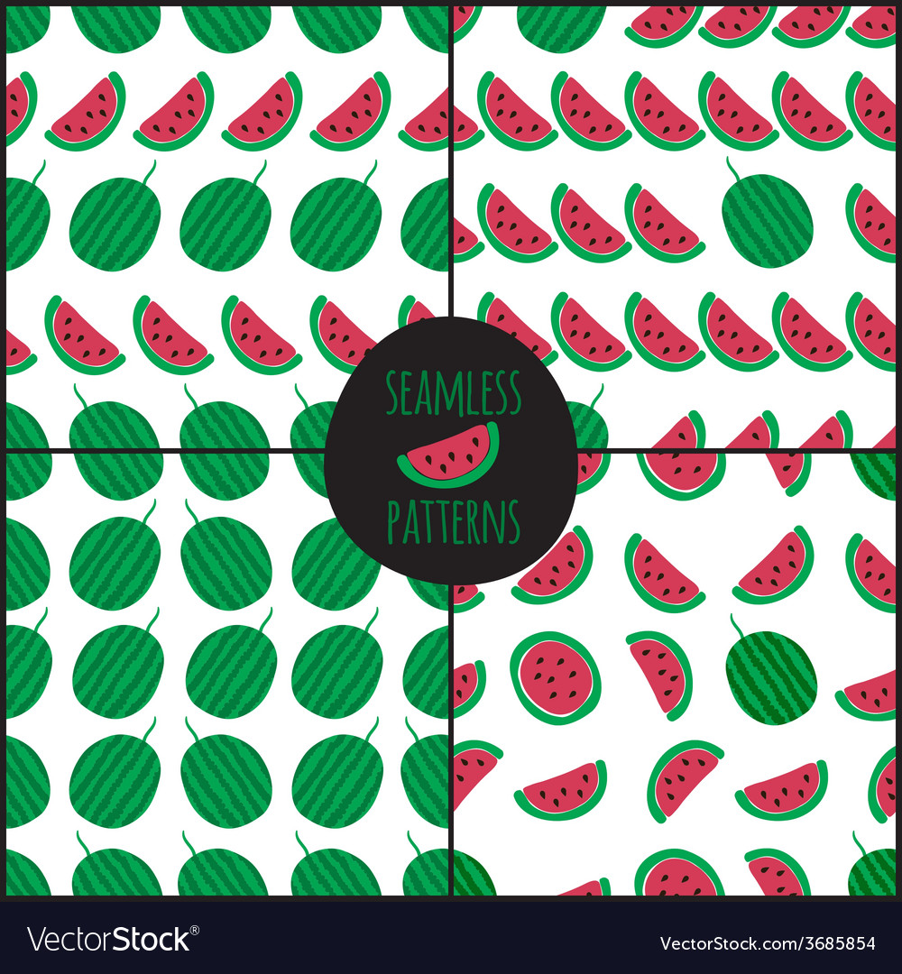 Set of 4 watermelon slice seamless pattern
