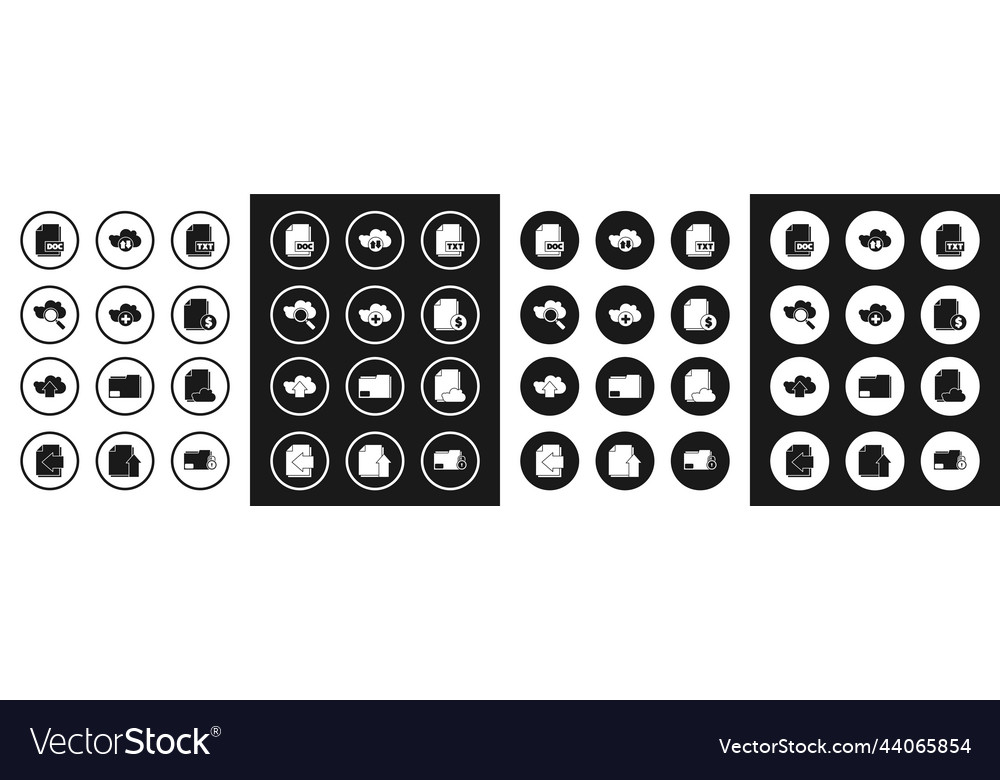 Set txt file document add cloud search computing vector image Set txt file document add cloud search computing