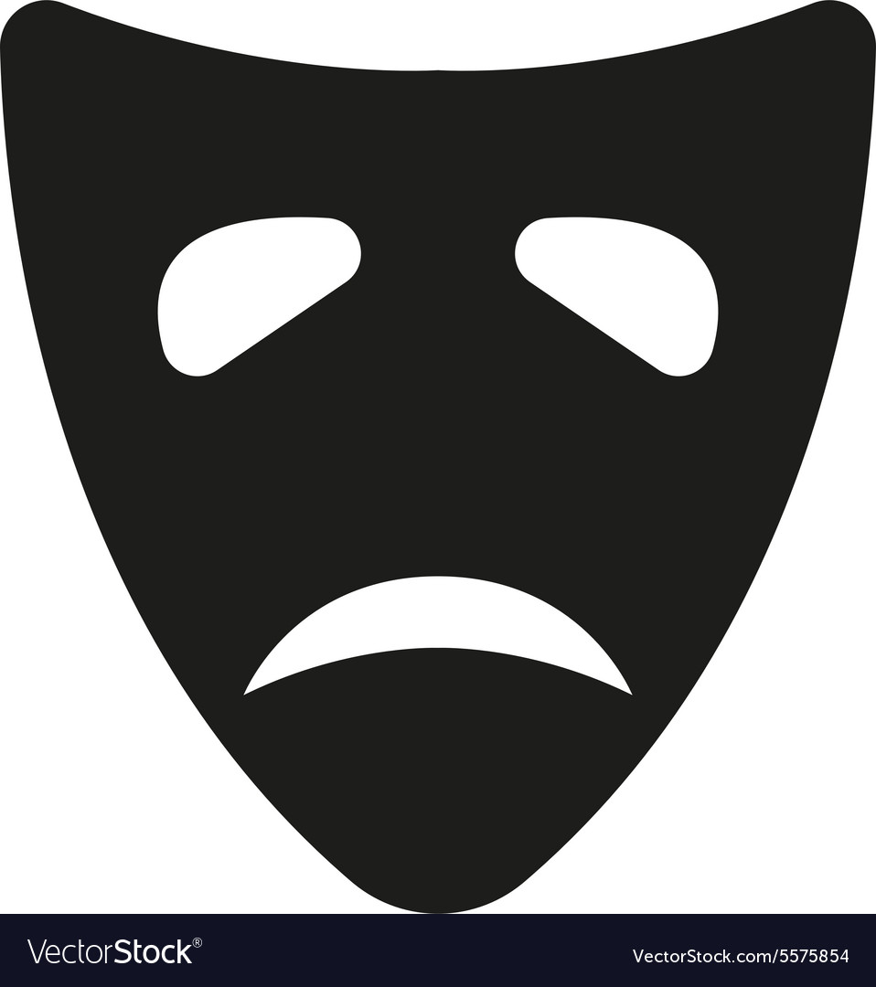 The sad mask icon Tragedy and theater symbol Vector Image