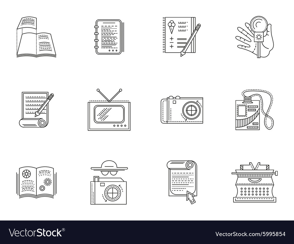 Thin line style journalism icons