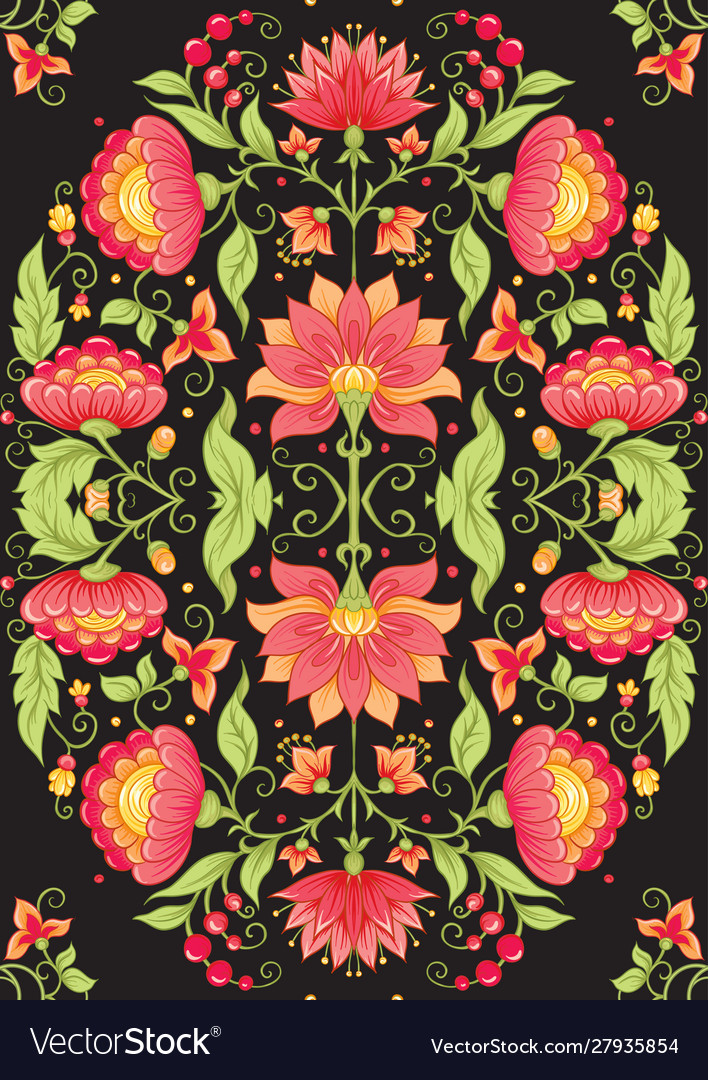Tradition mughal motif fantasy flowers vector image Tradition mughal motif fantasy flowers
