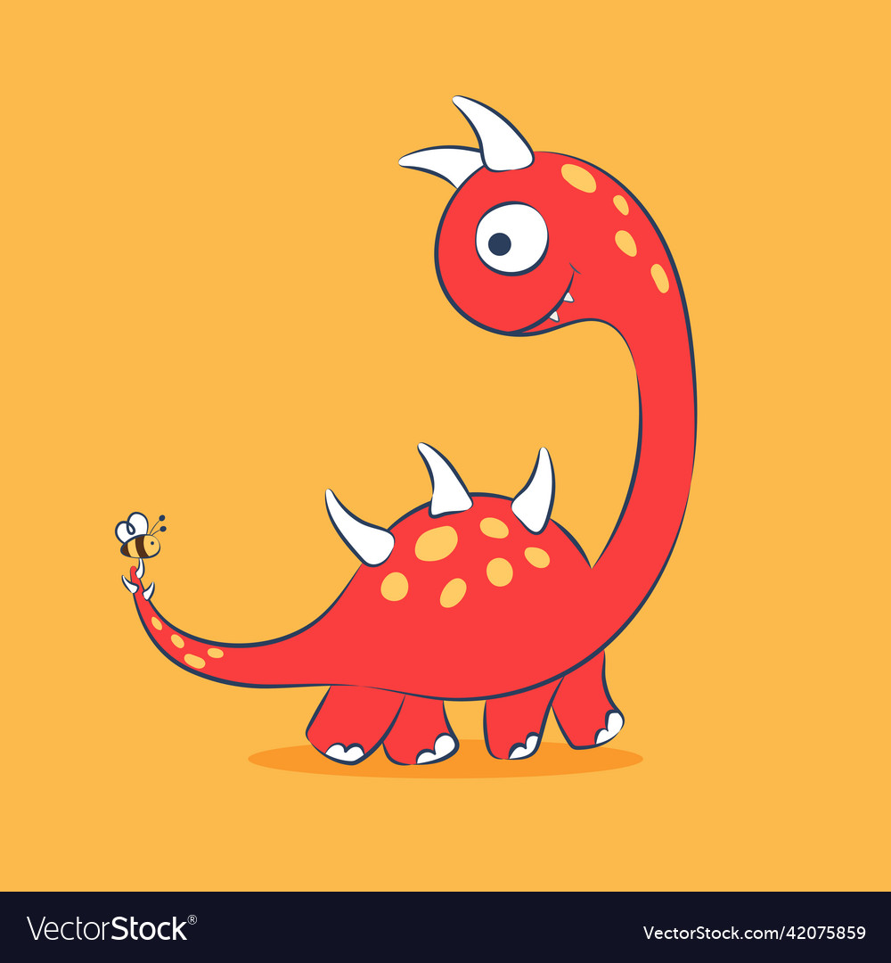 Cartoon dinosaur hand drawing colorful Royalty Free Vector