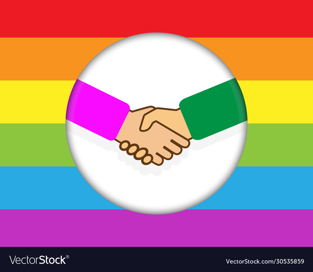 Circle with a handshake background in colors