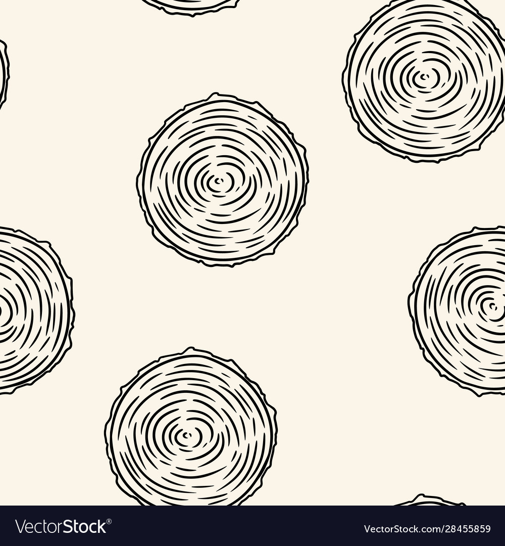 Cross section tree stump doodles seamless Vector Image