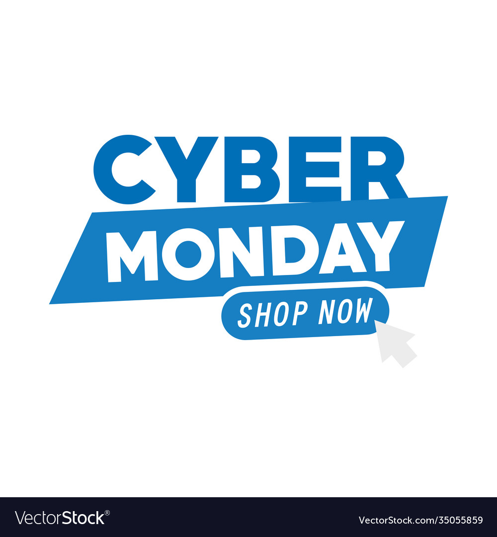 Cyber monday lettering with arrow mouse in white