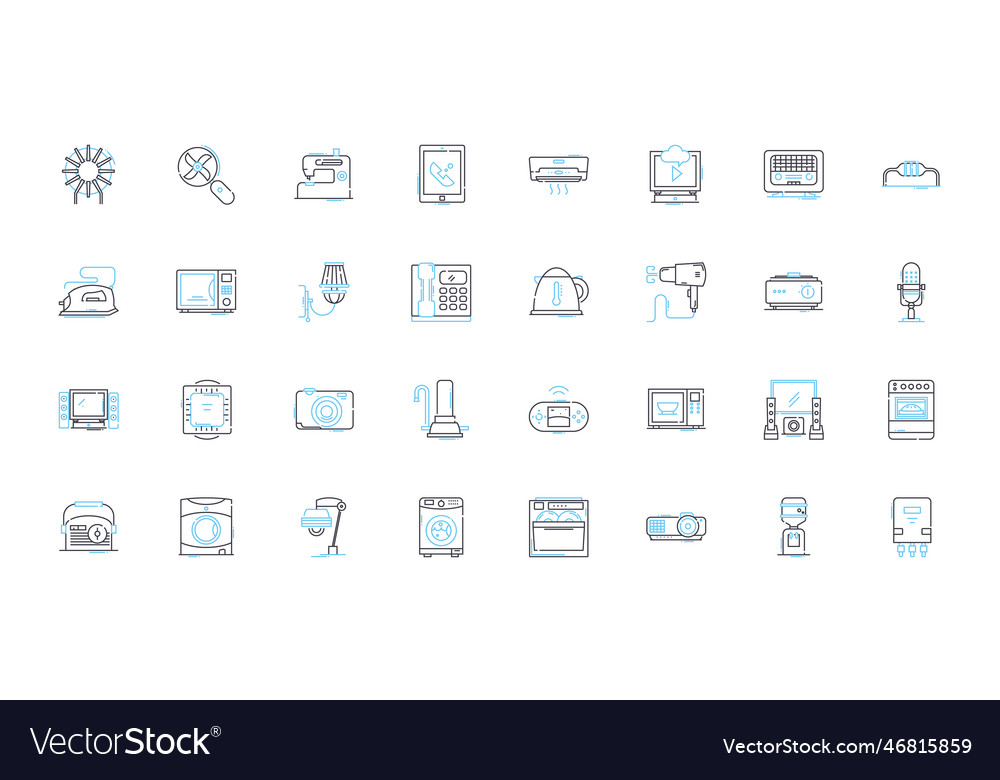 Digital abode linear icons set smart connected Vector Image Digital abode linear icons set smart connected