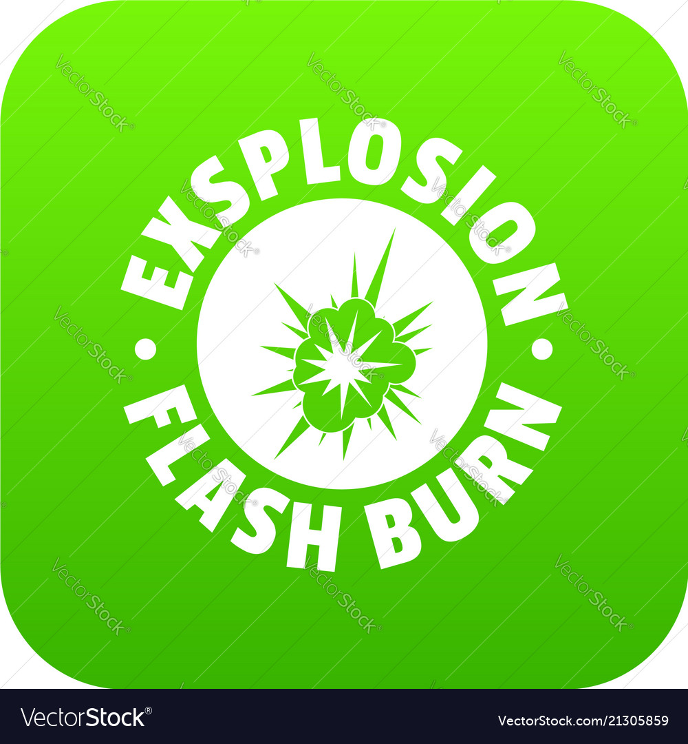 Flash explosion icon green Royalty Free Vector Image