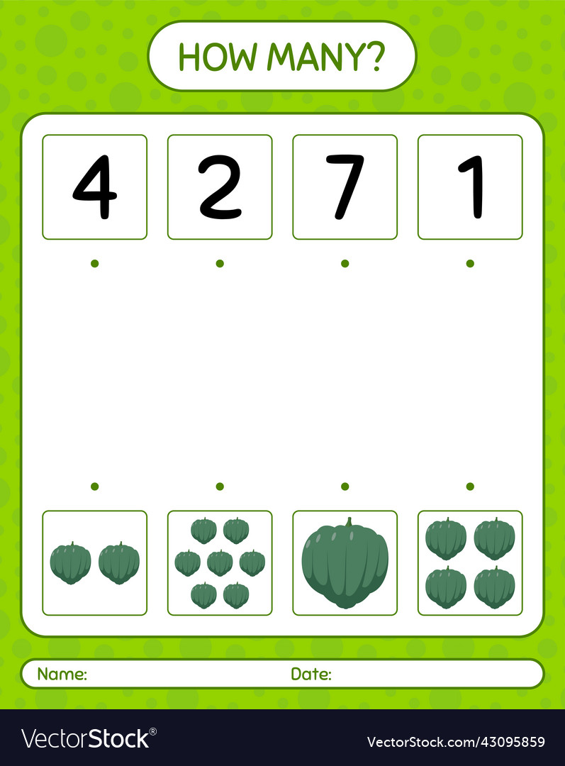 How many counting game with acorn squash vector image How many counting game with acorn squash