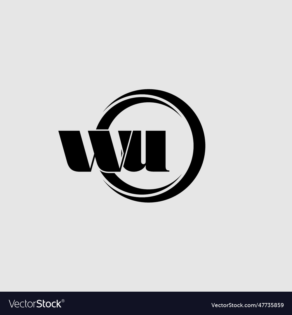 Letters wu simple circle linked line logo Vector Image Letters wu simple circle linked line logo