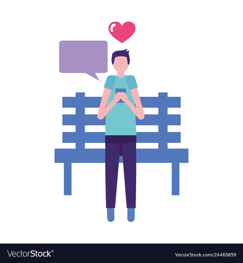 Man with mobile sitting in the bench