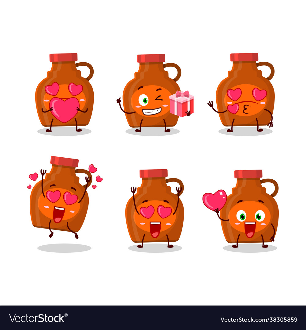 Maple syrup character with love cute emoticon Vector Image