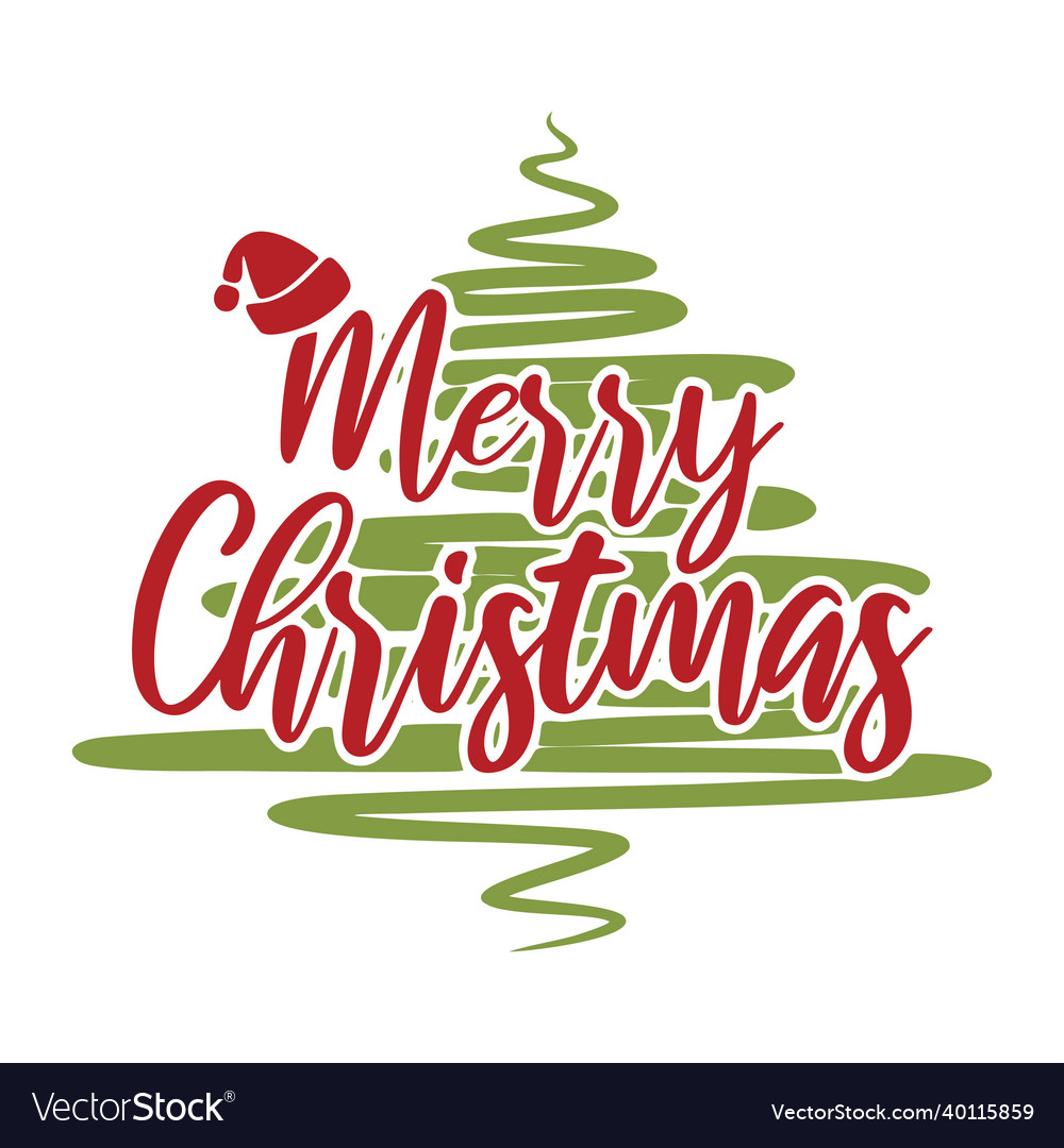 Merry christmas and happy new year lettering Vector Image