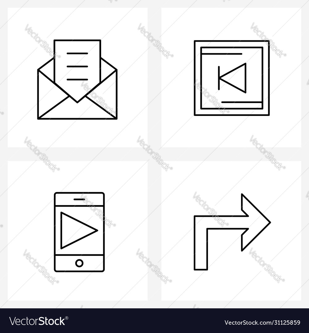Modern style set 4 line pictograph grid based