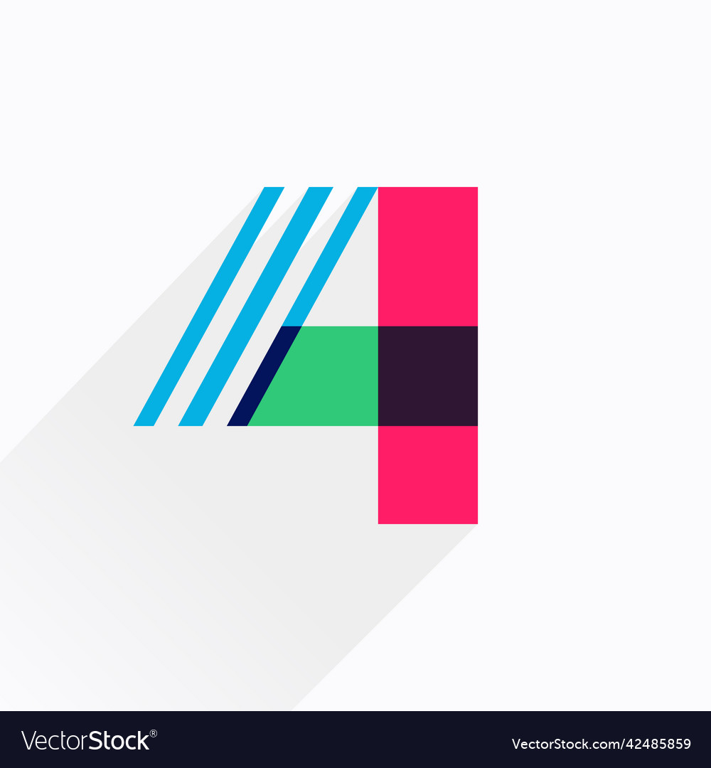 Number four logo made of overlapping lines vector image Number four logo made of overlapping lines