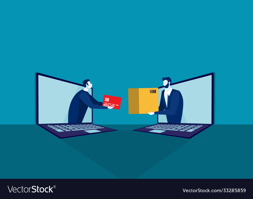 Online shopping and delivery on laptop notbook