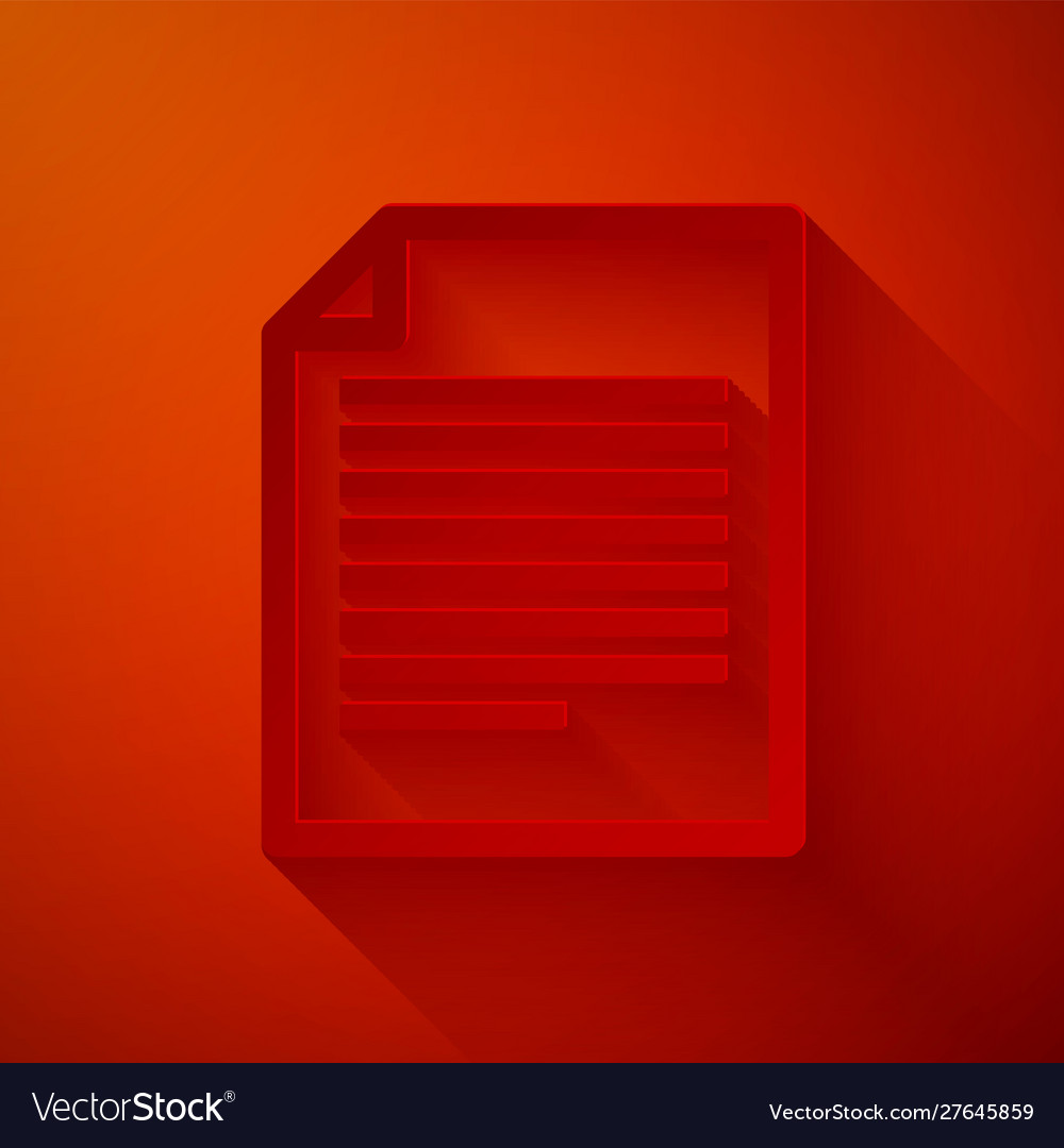 Paper cut document icon isolated on red background Vector Image Paper cut document icon isolated on red background