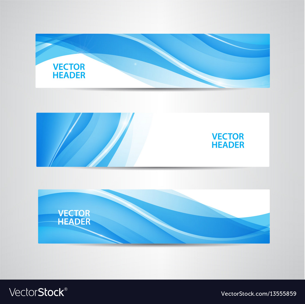 Set abstract blue wavy headers water Royalty Free Vector