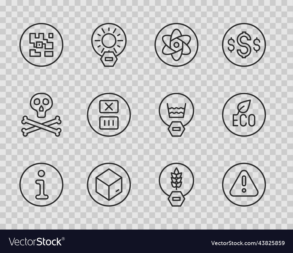 Set line information exclamation mark in triangle vector image Set line information exclamation mark in triangle
