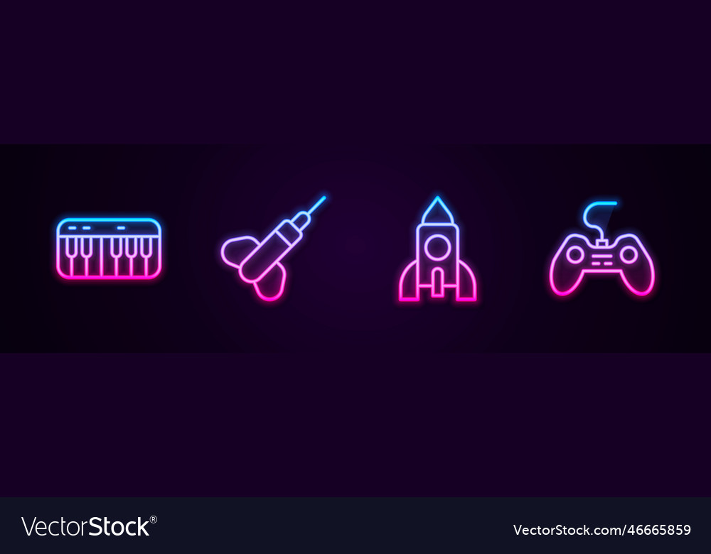 Set line music synthesizer dart arrow rocket Vector Image Set line music synthesizer dart arrow rocket